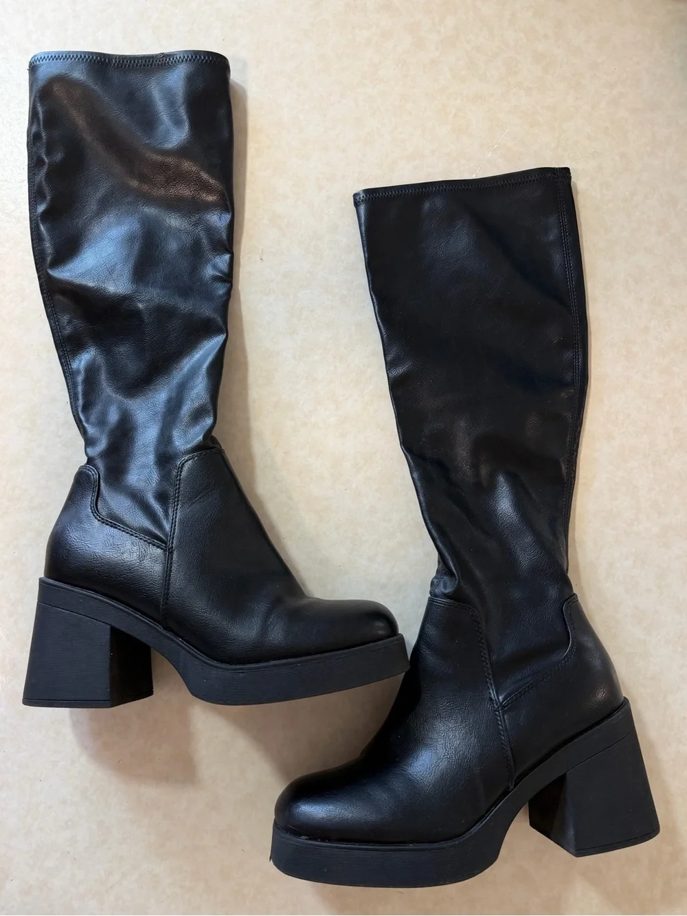 Call It Spring Black Over-the-Knee Platform Block Heel Boots